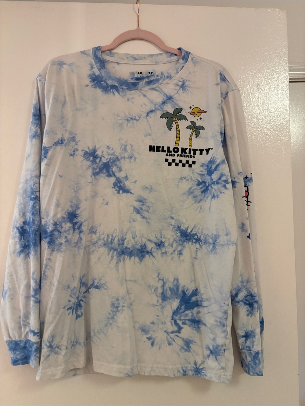 Hello Kitty Sanrio Blue Tie-Dye Long Sleeve Tee